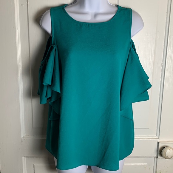 Trendy JS Cold Shoulder Blouse Size M - Picture 1 of 8